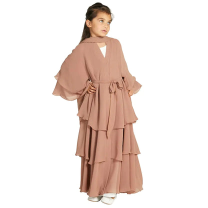Elegant Girls' Abaya & Hijab Outfit